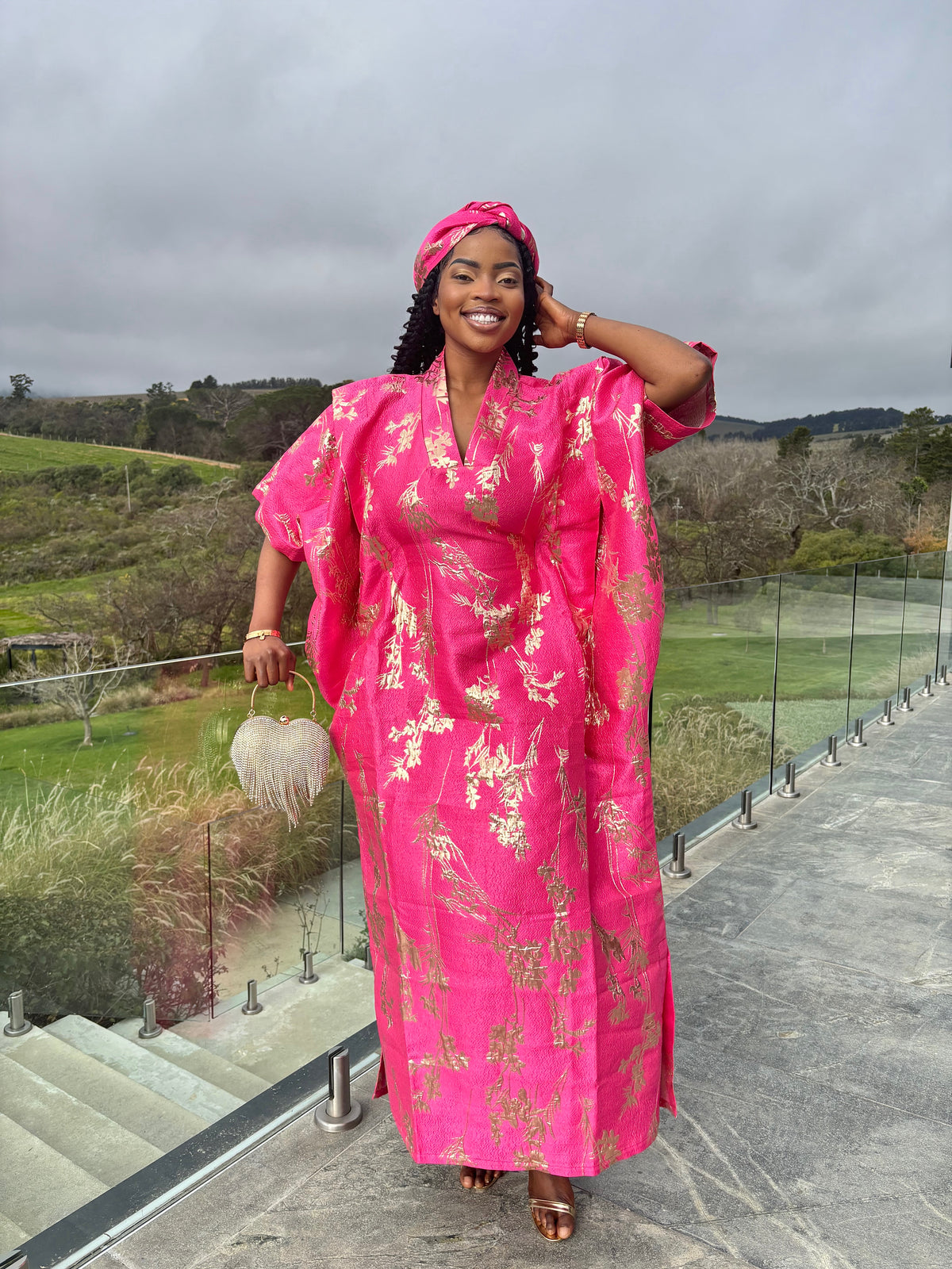 Hot Pink & Gold Floral Bubu